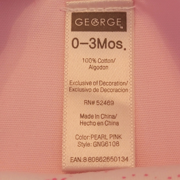 GEORGE ♡ Precious Pink 2pc Embroidered LITTLE MILLY Overalls 'n L|S Onesie 0-3M - Picture 15 of 16